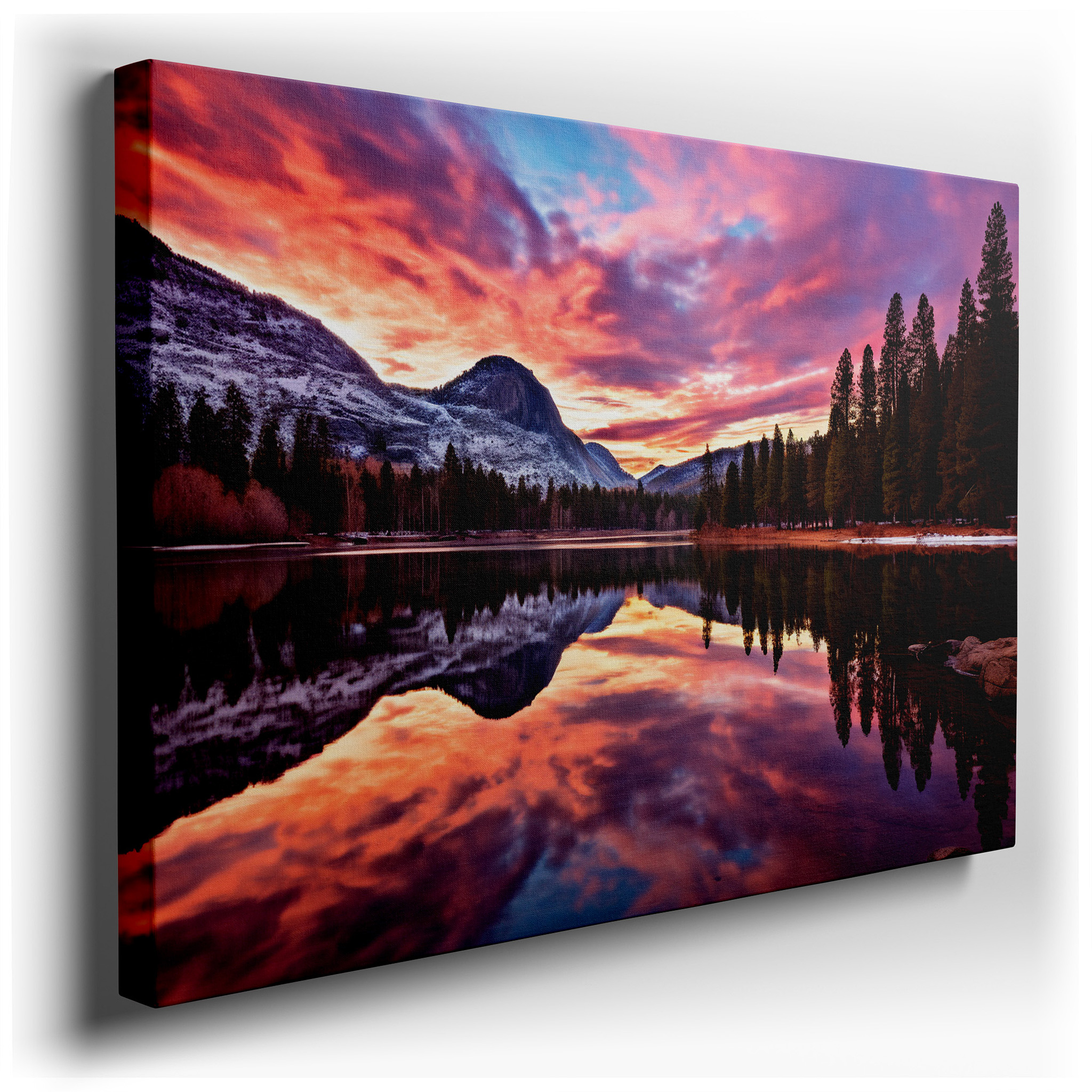 Snow - Capped Peaks and Reflective Lake at Dawn Large Canvas Wall Art for Office, Bedroom, and Living Room Decor