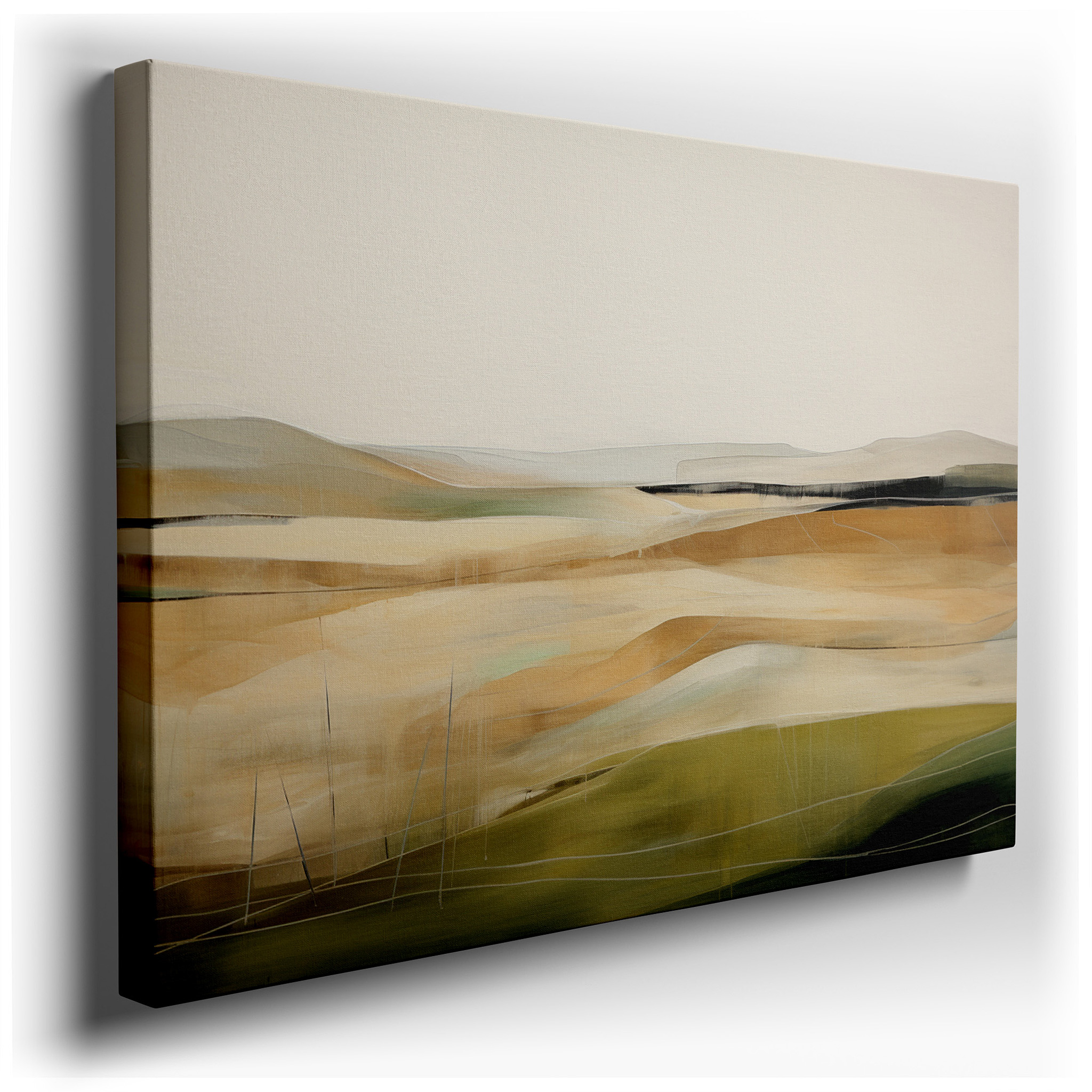 Soft Hues and Gentle Curves: A Portal to Tranquility - Large Wall Art for Bedrooms, Living Rooms, and Offices wrapped