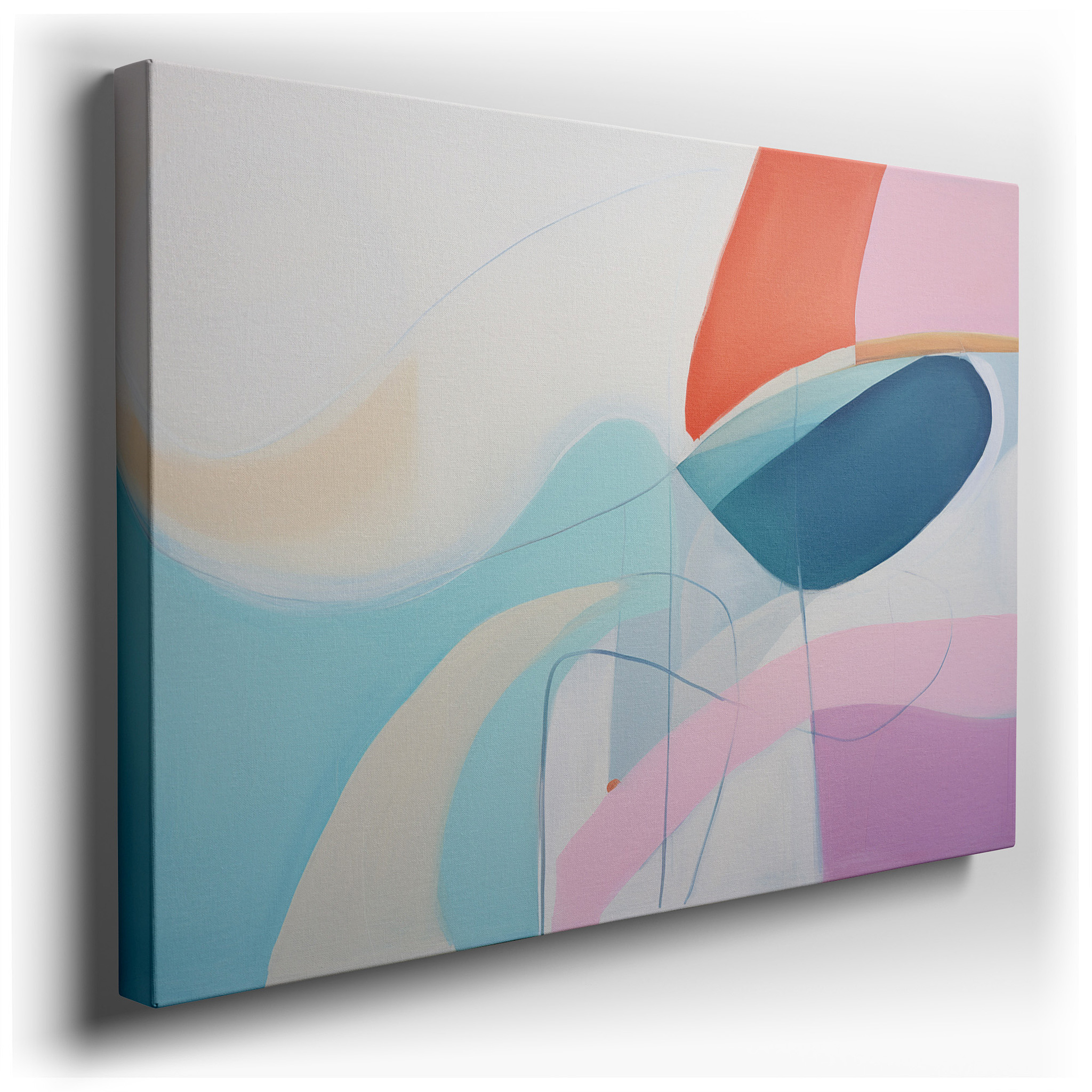 Soft Pastel and Fluid Form Large Wall Art for Bedrooms, Living Rooms, and Offices wrapped canvas - main product photo