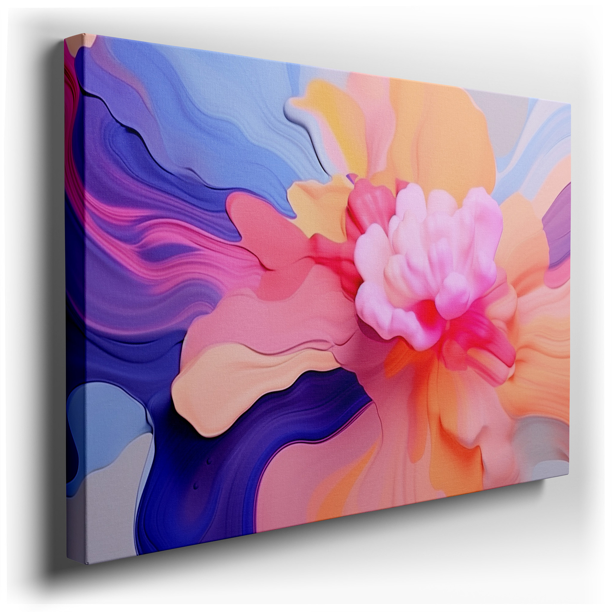 Soft Pastel and Vibrant Floral Abstract Art, Tranquil and Engaging Large Canvas Wall Decor for Office wrapped canvas