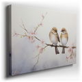 Pastel Birds Nestled in Blossoming Branch Wall Art