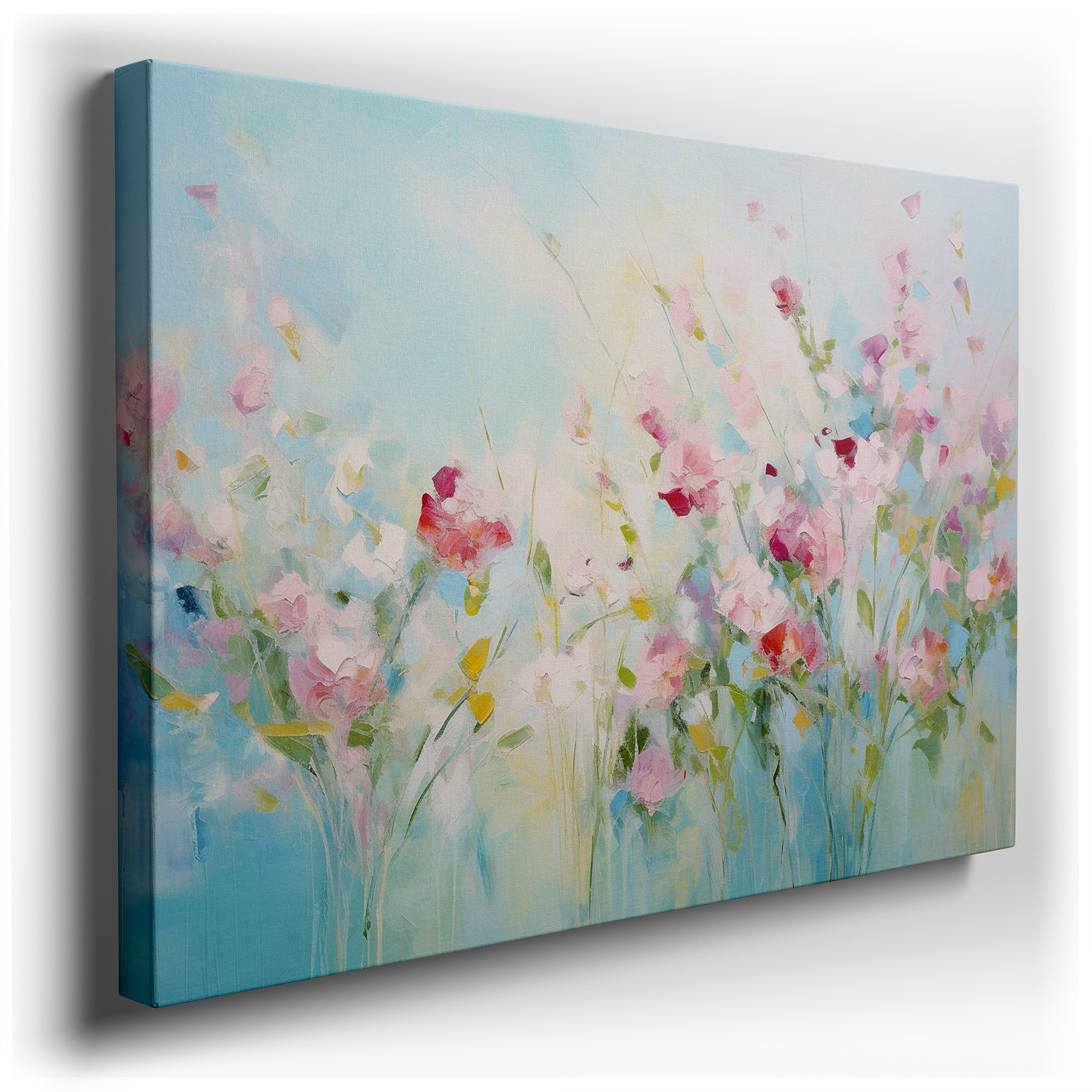 Soft Pastel Ethereal Floral Symphony, Tranquil Centerpiece for Serene Spaces, Large Canvas Wall Art Decor for Offices