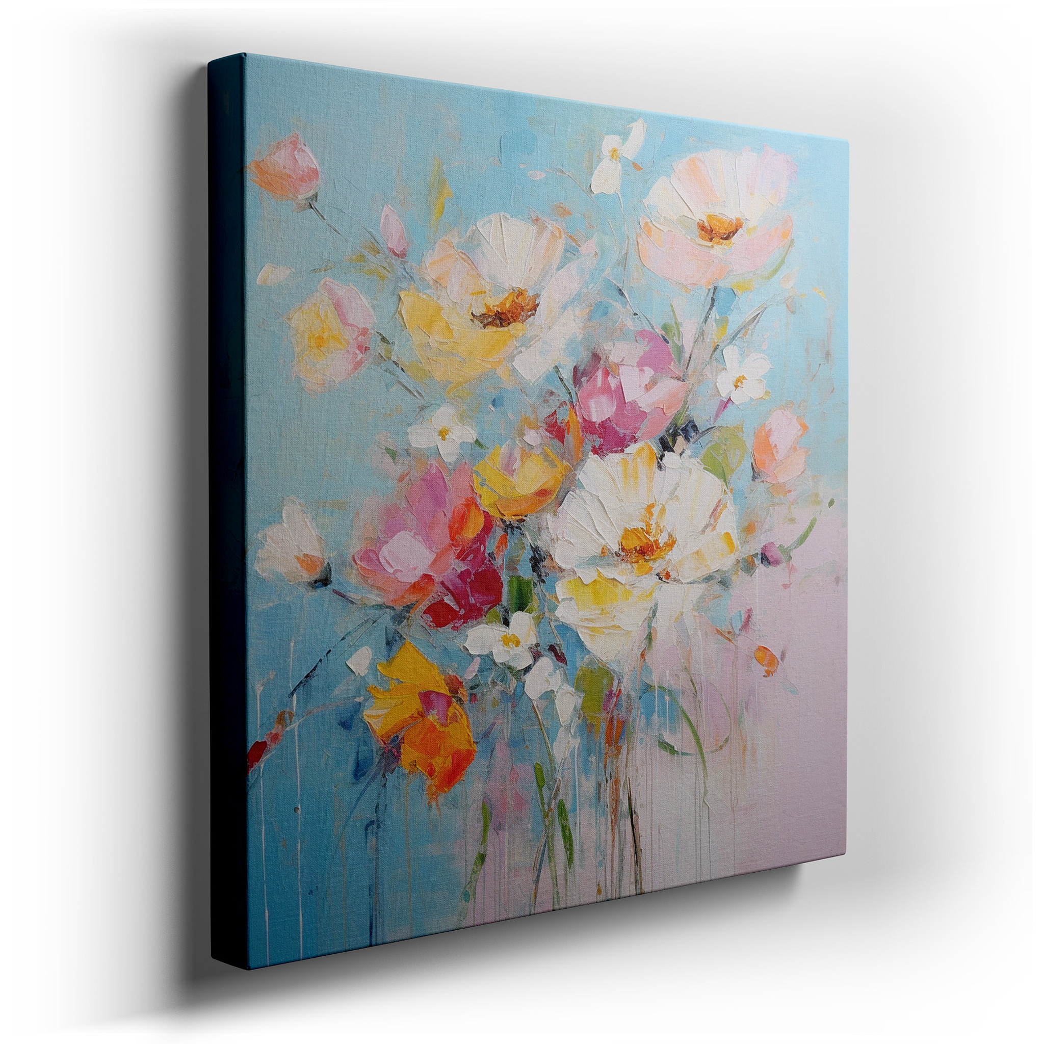 Soft Pastel Spring Blooms: Enchanting Floral Masterpiece for Tranquil Spaces - Large Canvas Wall Art Decor for Offices