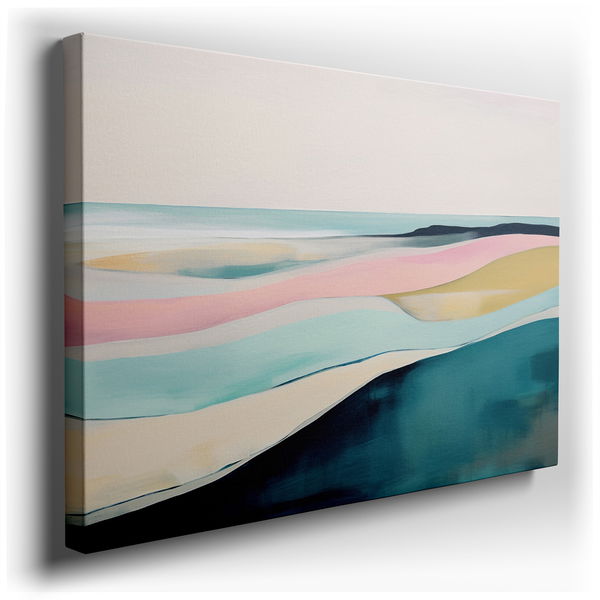 Soft Pastel Tranquil Beach Landscape - Serene Canvas Wall Art