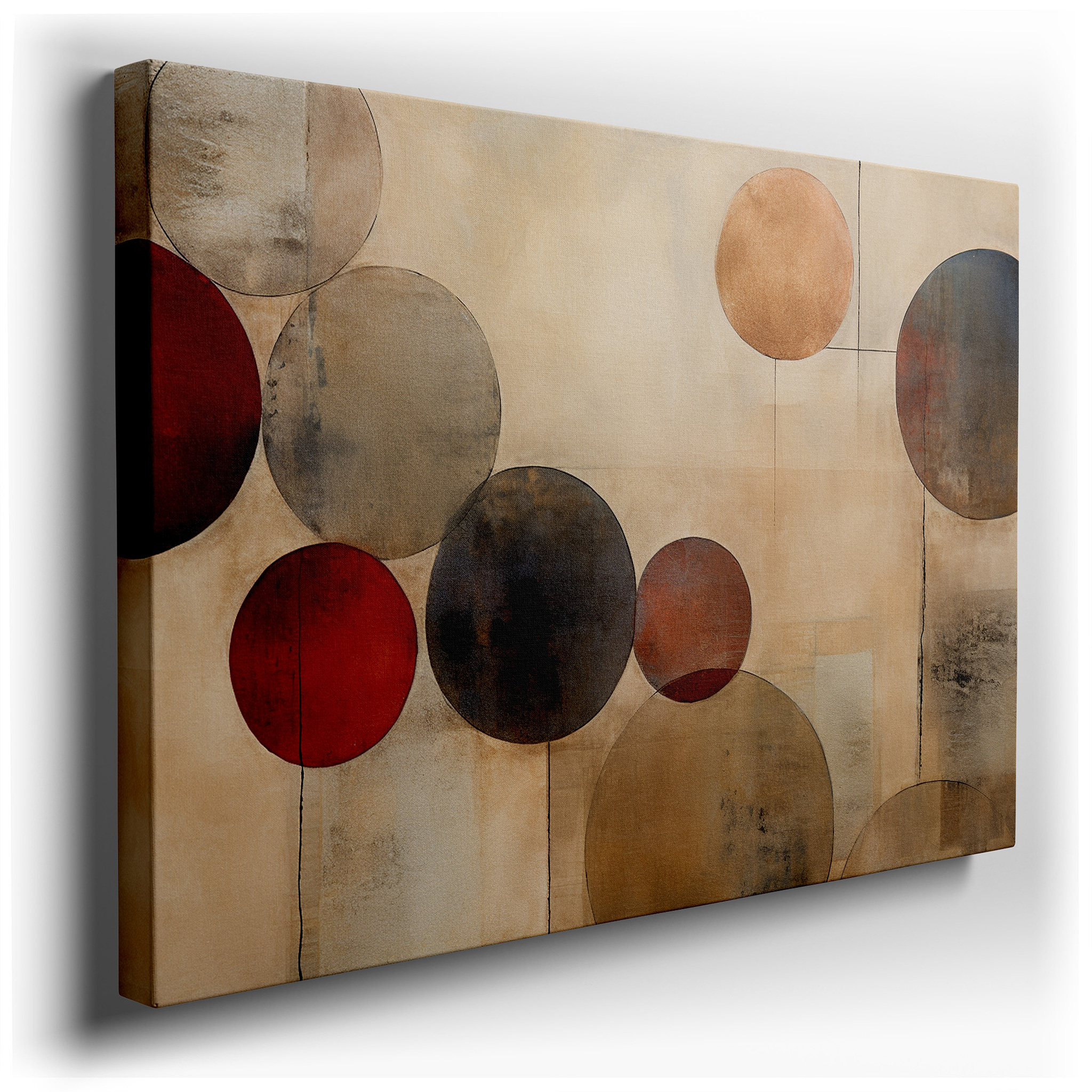 Soft Pastel Tranquil Circles, Minimalist Serene Elegance Large Wall Art, Canvas Wall Decor for Office wrapped canvas -