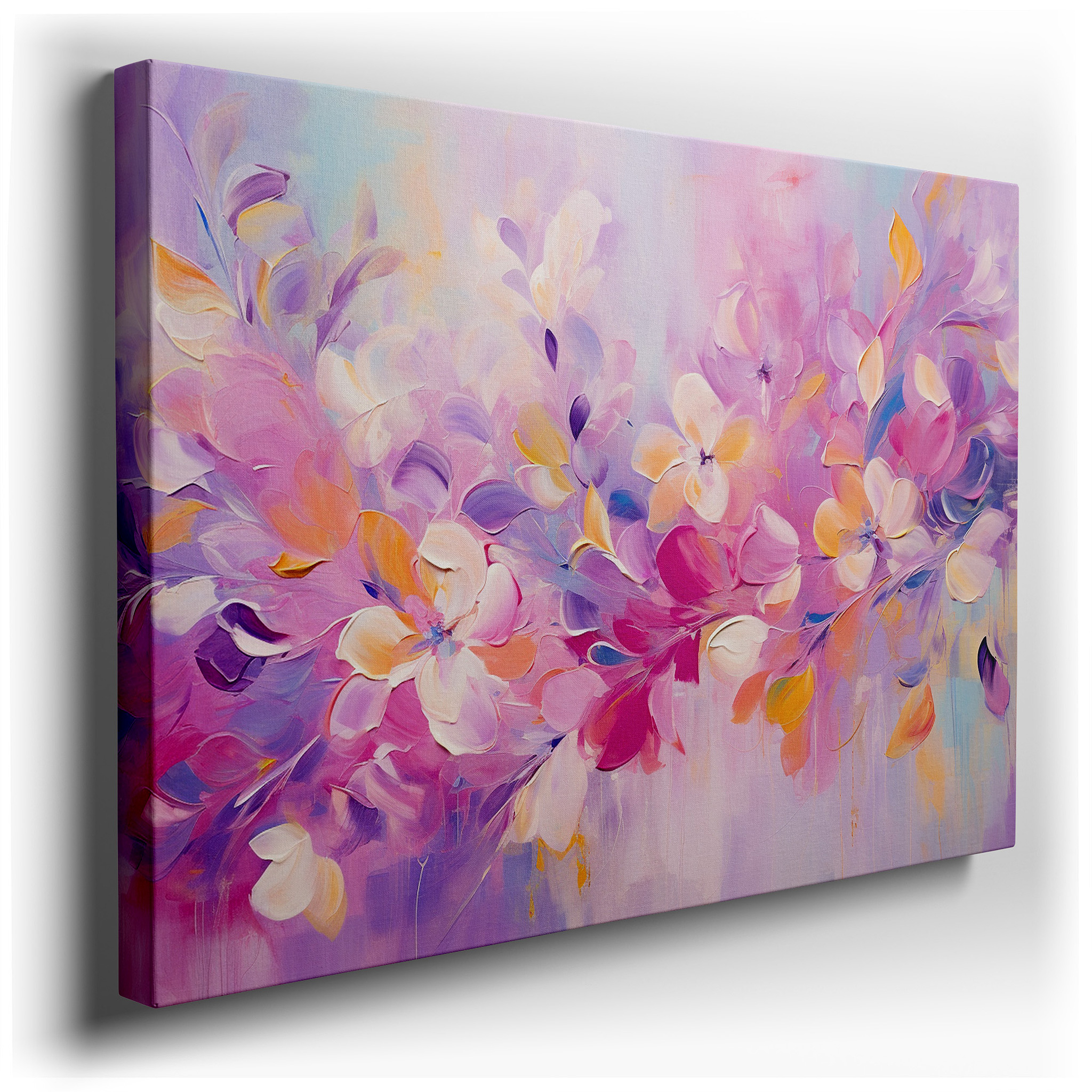 Soft Pink and Purple Delicate Blossom Symphony Large Wall Art, Canvas Wall Art, Wall Decor for Office and Bedroom