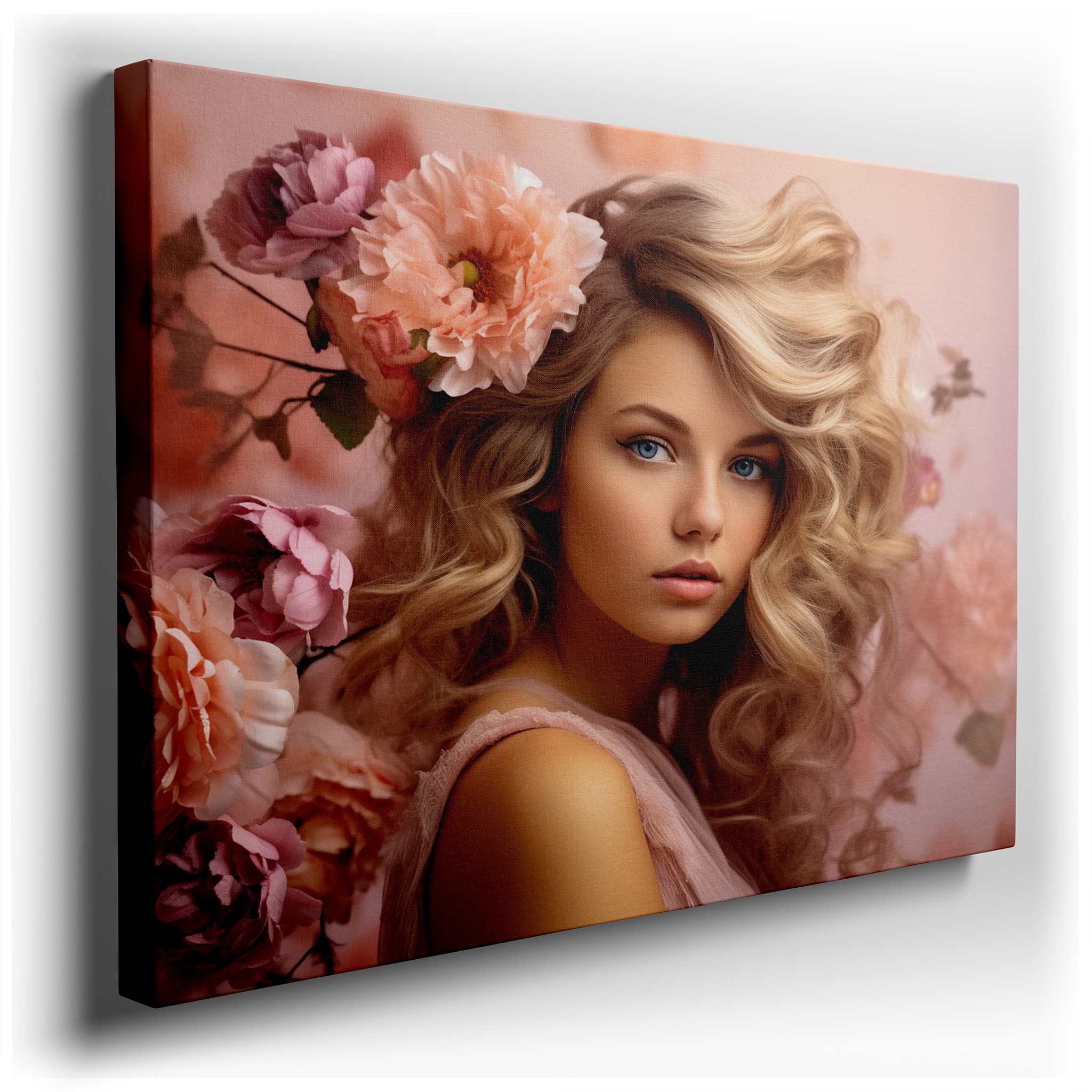 Soft Pink Blossoms: A Serene and Tranquil Portrait of Feminine Grace - Large Canvas Wall Art for Home and Office Decor