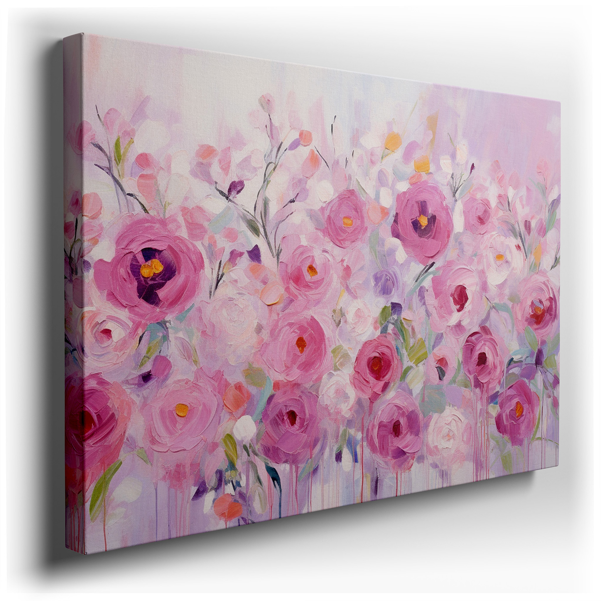 Soft Pink Roses Symphony and Abstract Elegance: Serene Nature and Innovation Large Wall Art, Canvas Wall Art, Wall