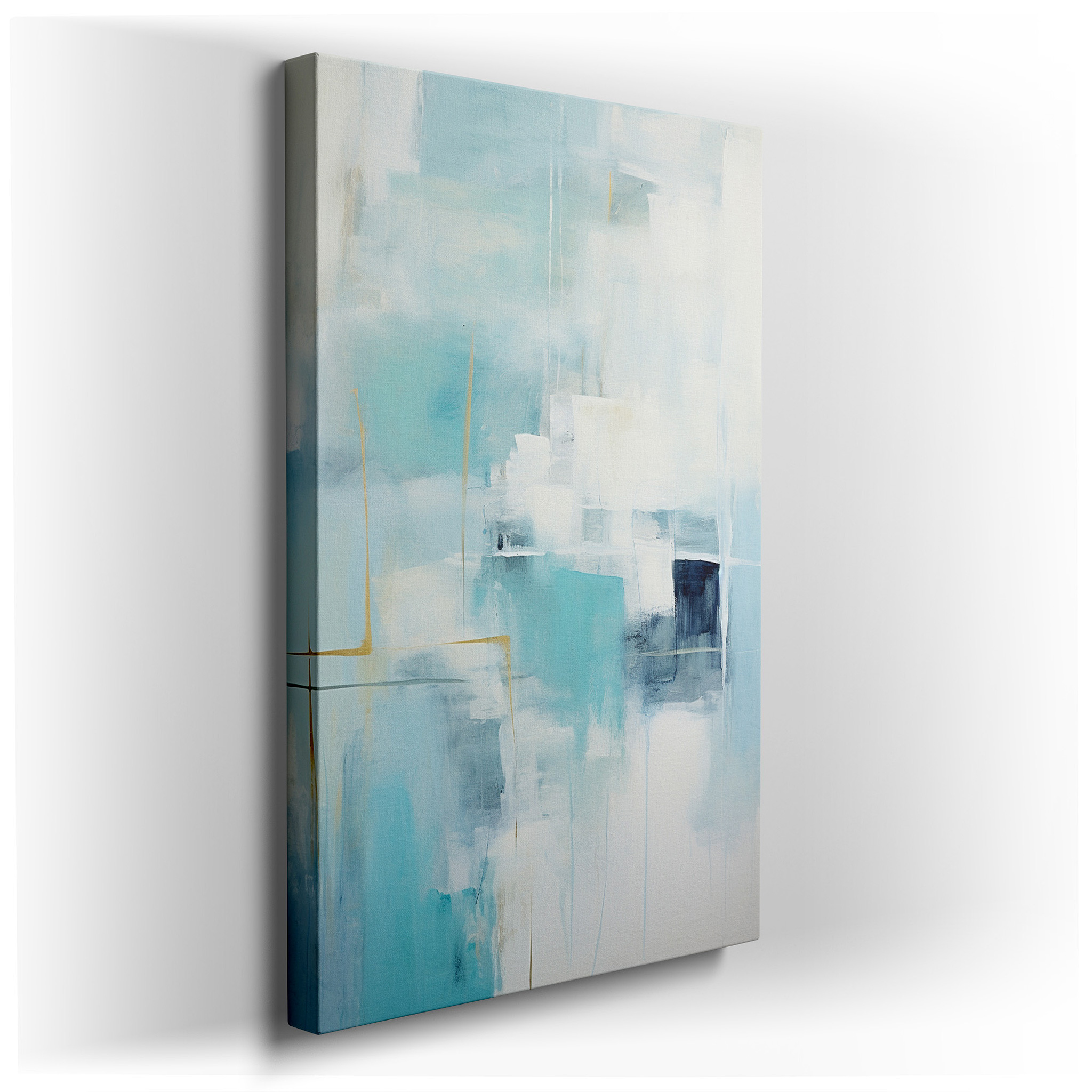 Soothing Blue Sanctuary: Serene Abstract Landscape for Peaceful Reflection, Large Canvas Wall Art Decor wrapped canvas
