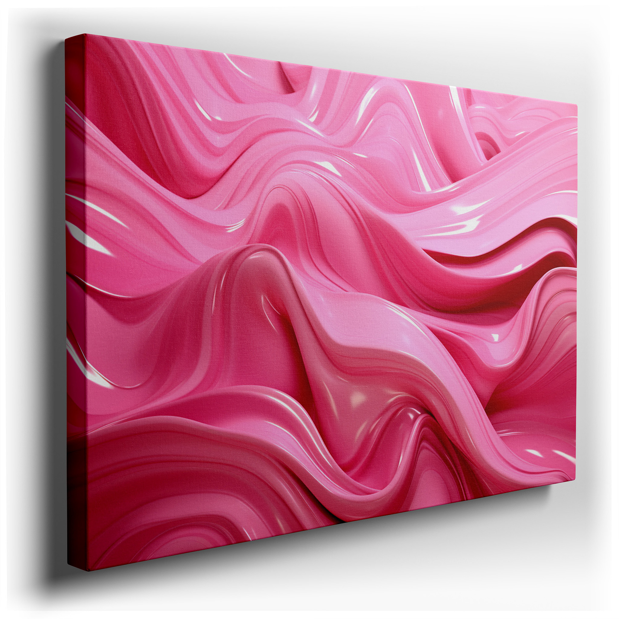 Soothing Pink Waves, Abstract Expressionist Large Wall Art, Canvas Decor for Office, Bedroom, and Living Room wrapped