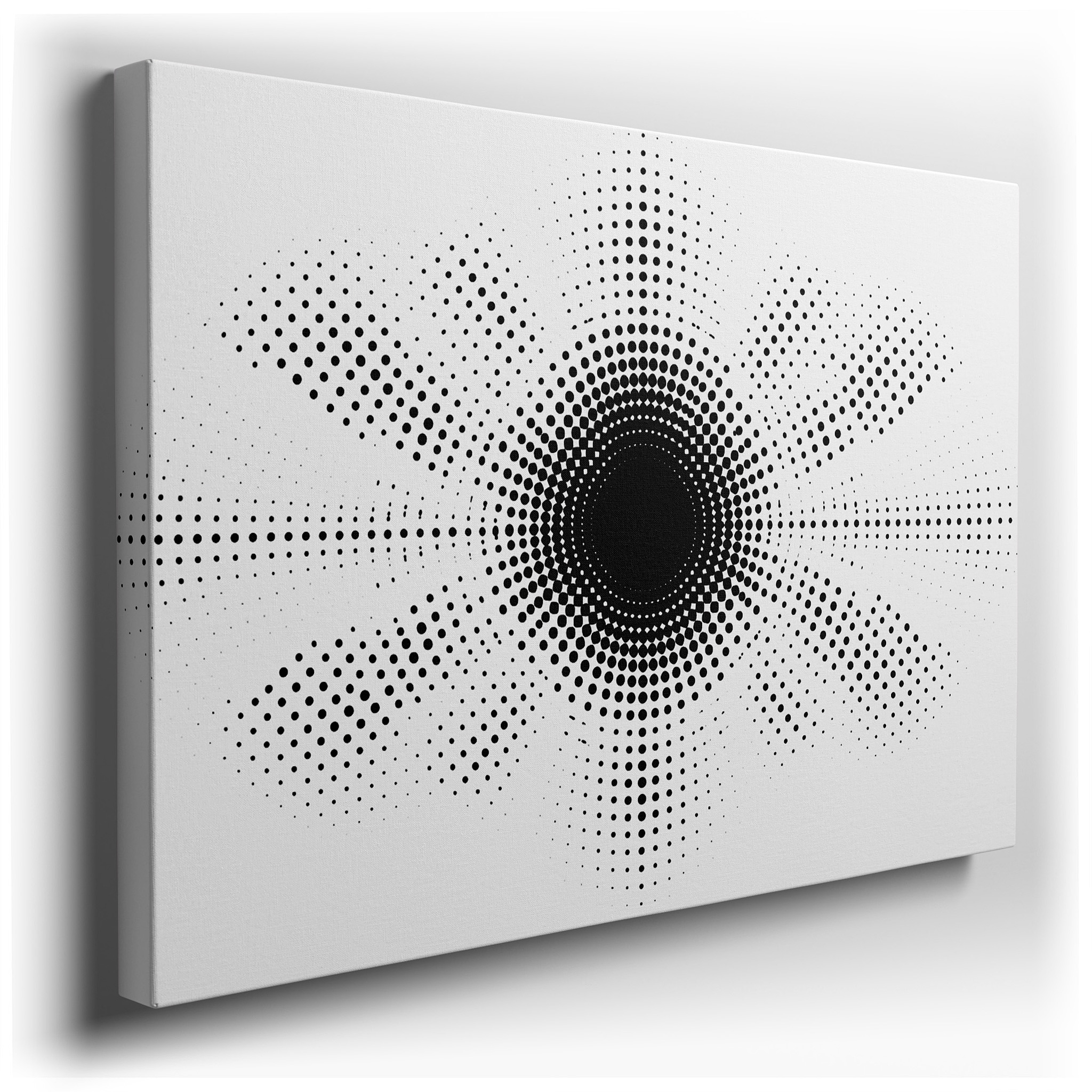 Sophisticated Black and White Dot Abstract Large Wall Art, Creating Depth and Movement, Perfect for Office or Bedroom