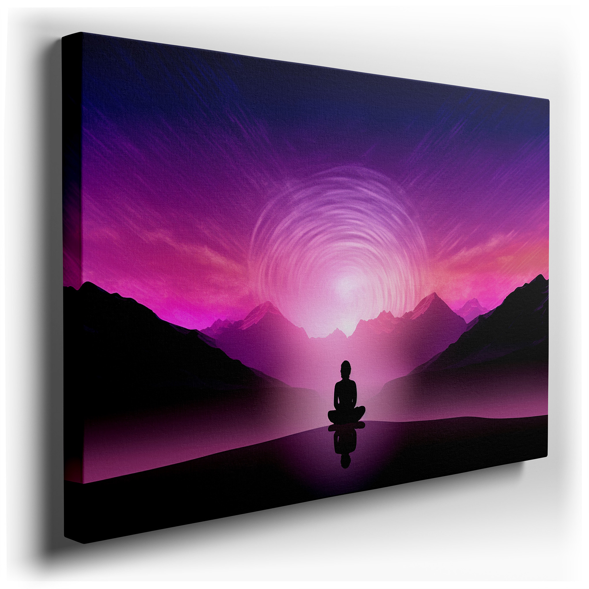 Spiritual Reflection and Dynamic Energy in Abstract Mountain Vistas: Meditative Solitude Large Wall Art, Canvas Wall