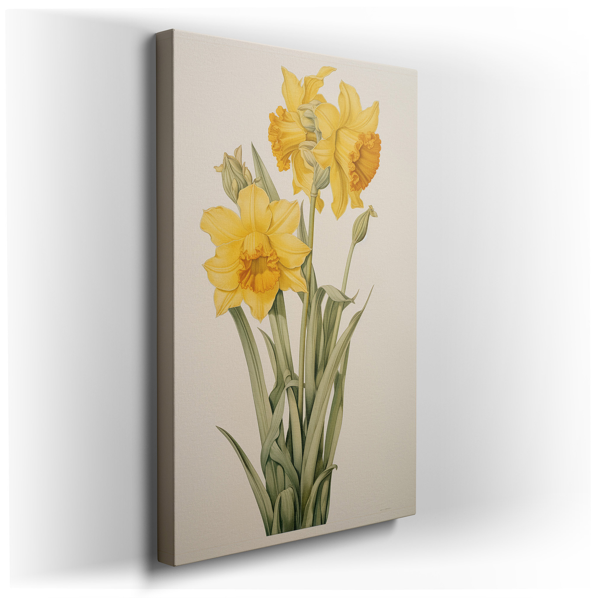 Spring Daffodils in Full Bloom Against Verdant Greenery, Representing Rebirth and Happiness - Large Wall Art, Canvas