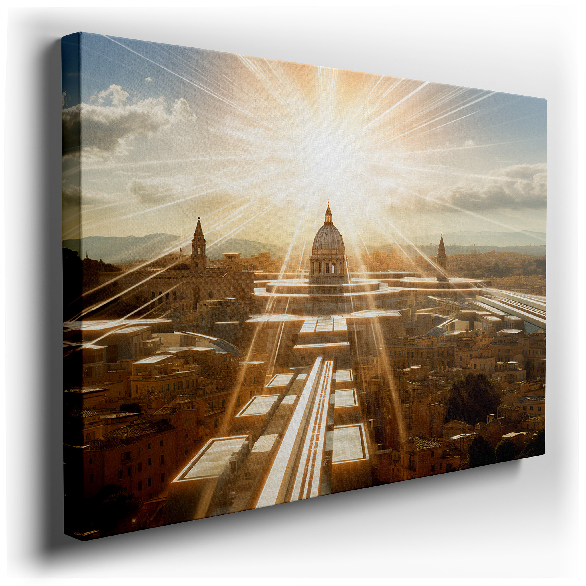 St. Peter's Basilica Sunrise - Divine Light and Architecture Large Wall Art, Canvas Wall Art, Wall Decor for Office and