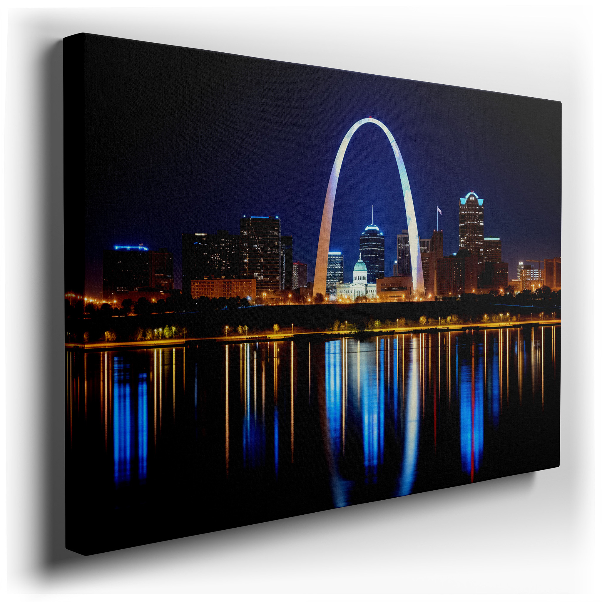 Starry Night Over Gateway Arch - St. Louis's Architectural Wonder Large Wall Art, Canvas Print, Home and Office Decor