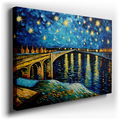 Starry Night Over Tranquil River - Abstract Canvas Wall Art
