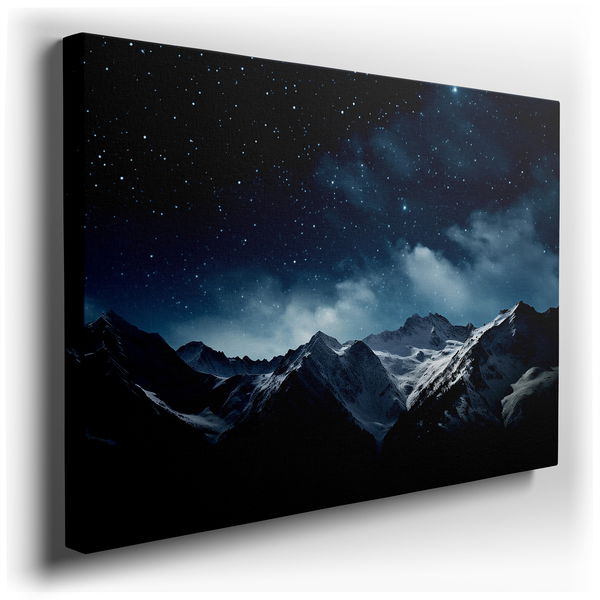 Starry Skies Over Celestial Mountains - Serene Canvas Wall Art