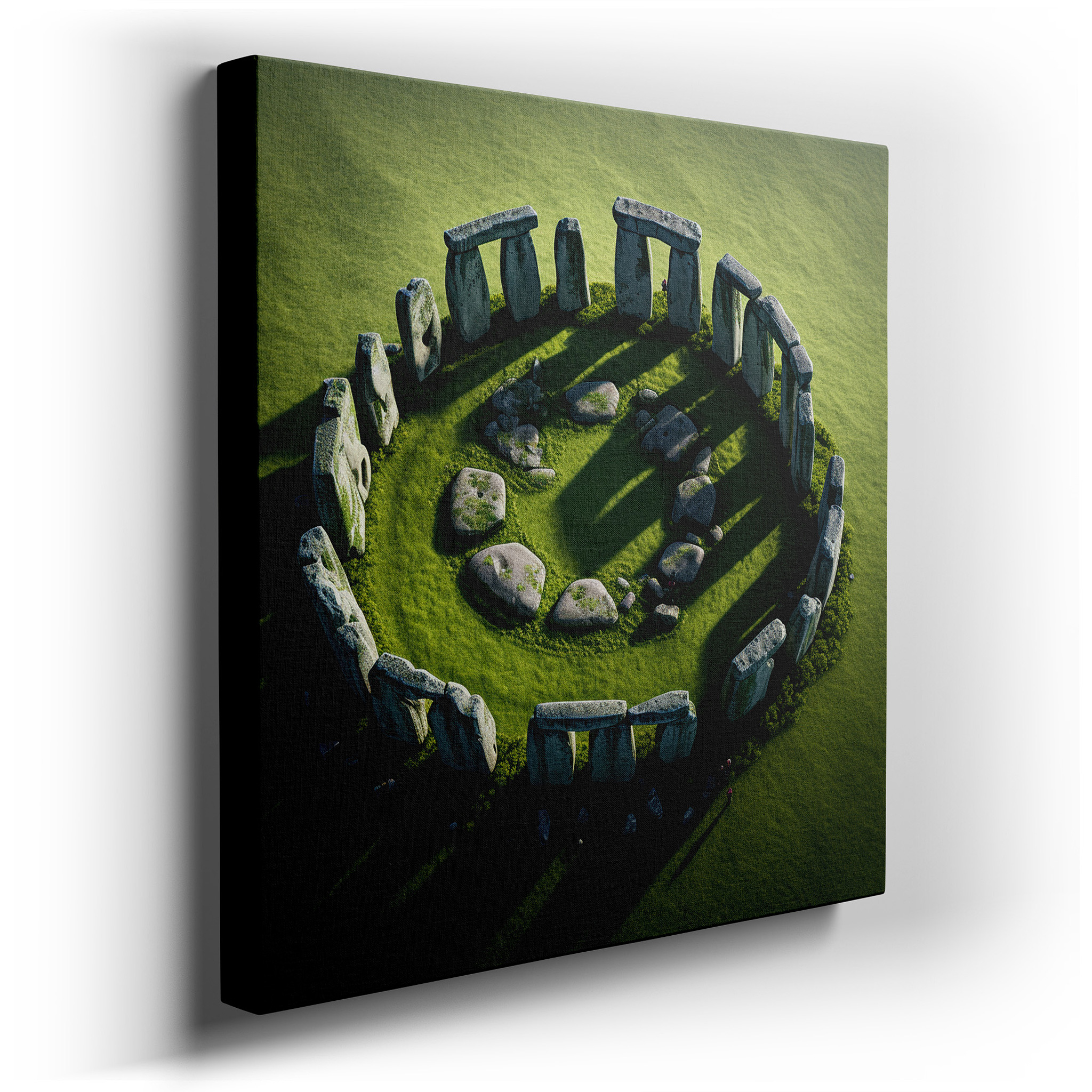 Stonehenge Aerial Majesty Large Canvas Wall Art for Office and Bedroom Decor, Set in Lush English Countryside wrapped