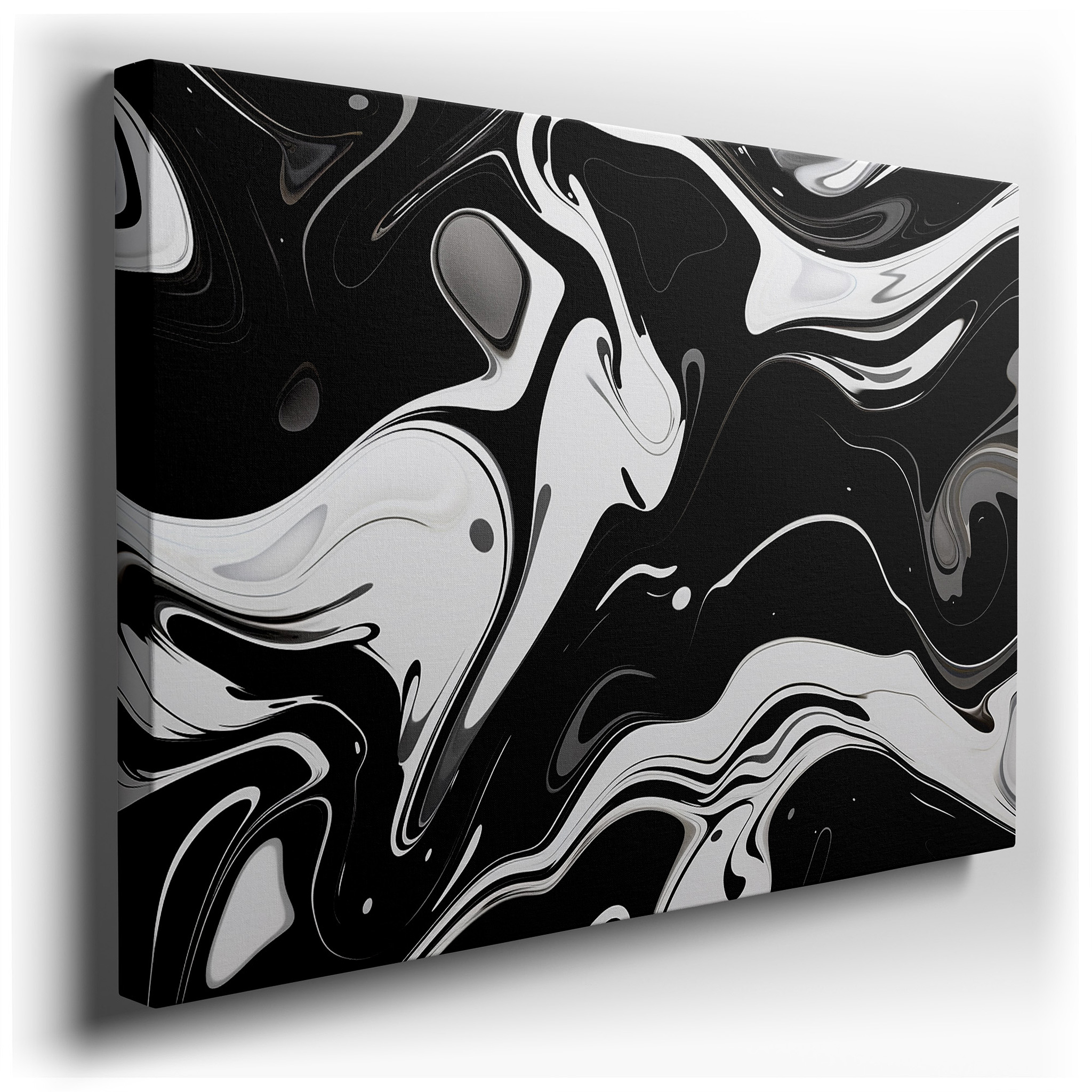 Stunning Black and White Marble Abstract: Ideal for Modern Spaces, Large Canvas Wall Art for Living Rooms, Offices, and