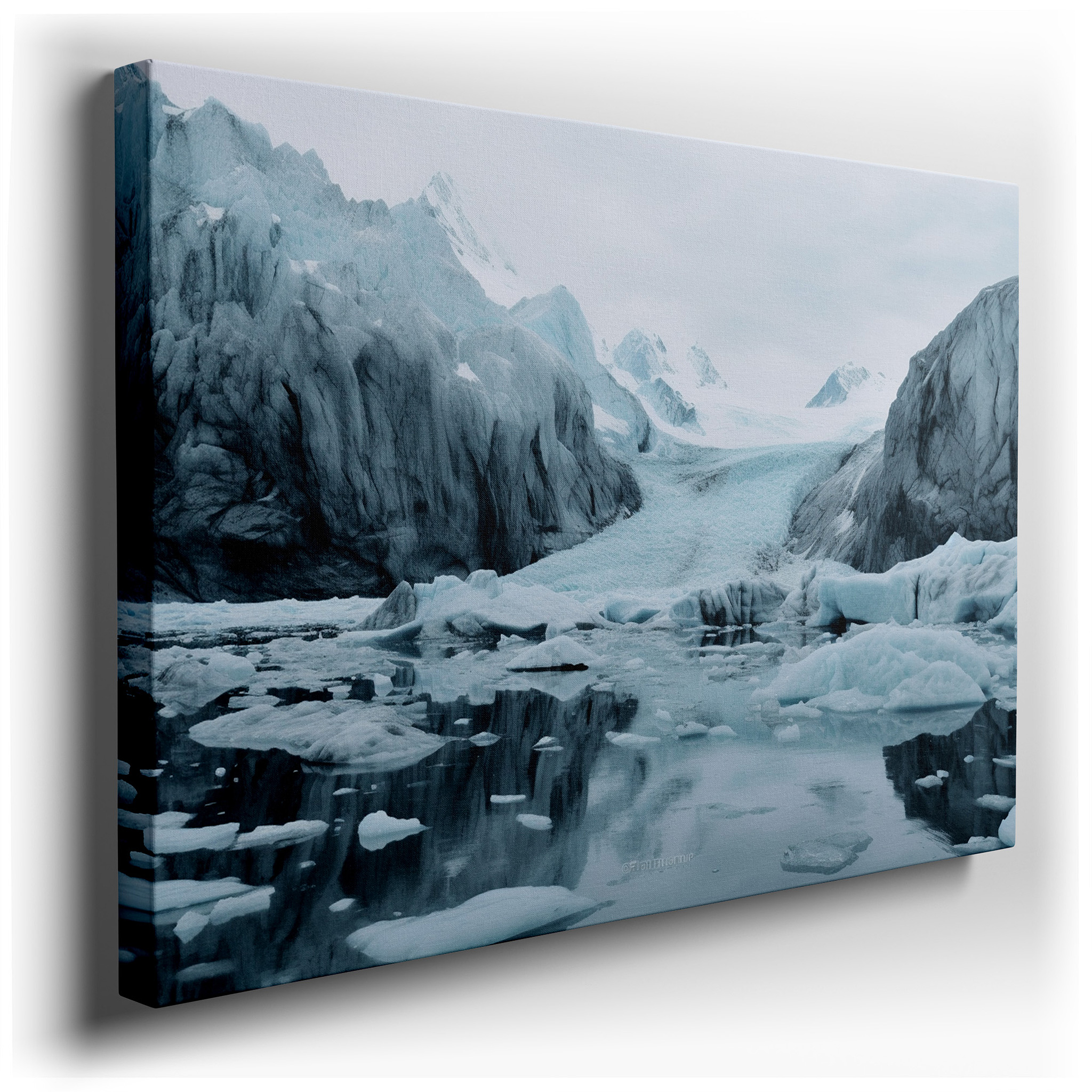 Stunning Glacial Scenery Featuring Imposing Icebergs Under Cloudy Skies - Large Canvas Wall Art for Office and Bedroom