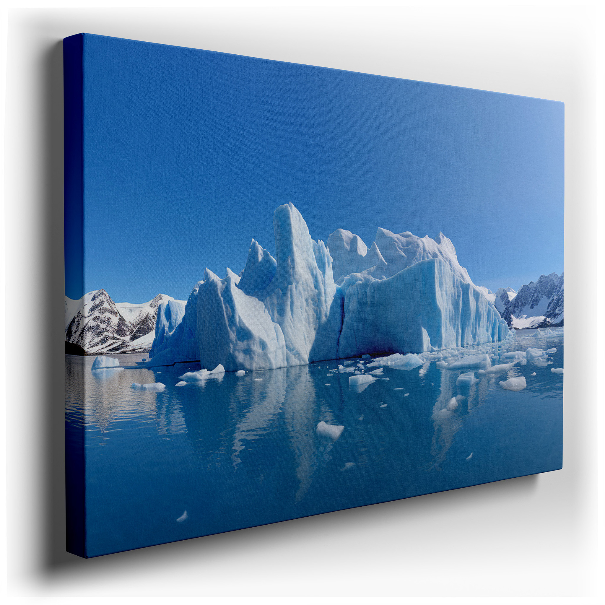 Stunning Iceberg Reflection in Peaceful Polar Waters Beneath a Clear Blue Sky - Large Wall Art, Canvas Wall Art, Wall