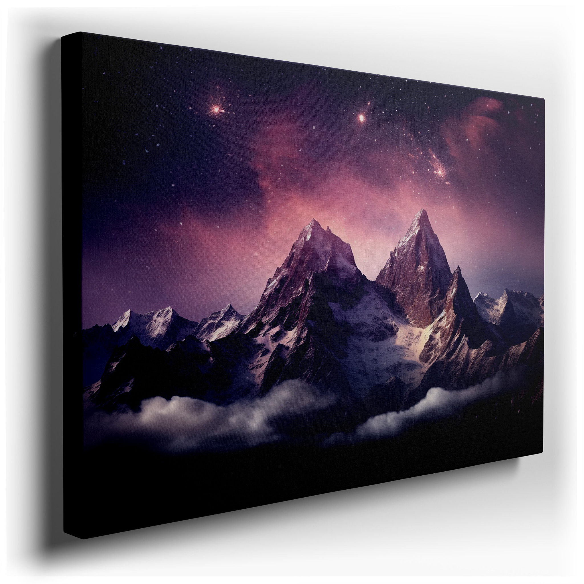 Stunning Mountains Under a Starry Sky: Spectacular Nature Scene Large Wall Art, Canvas Wall Art, Wall Decor for Office