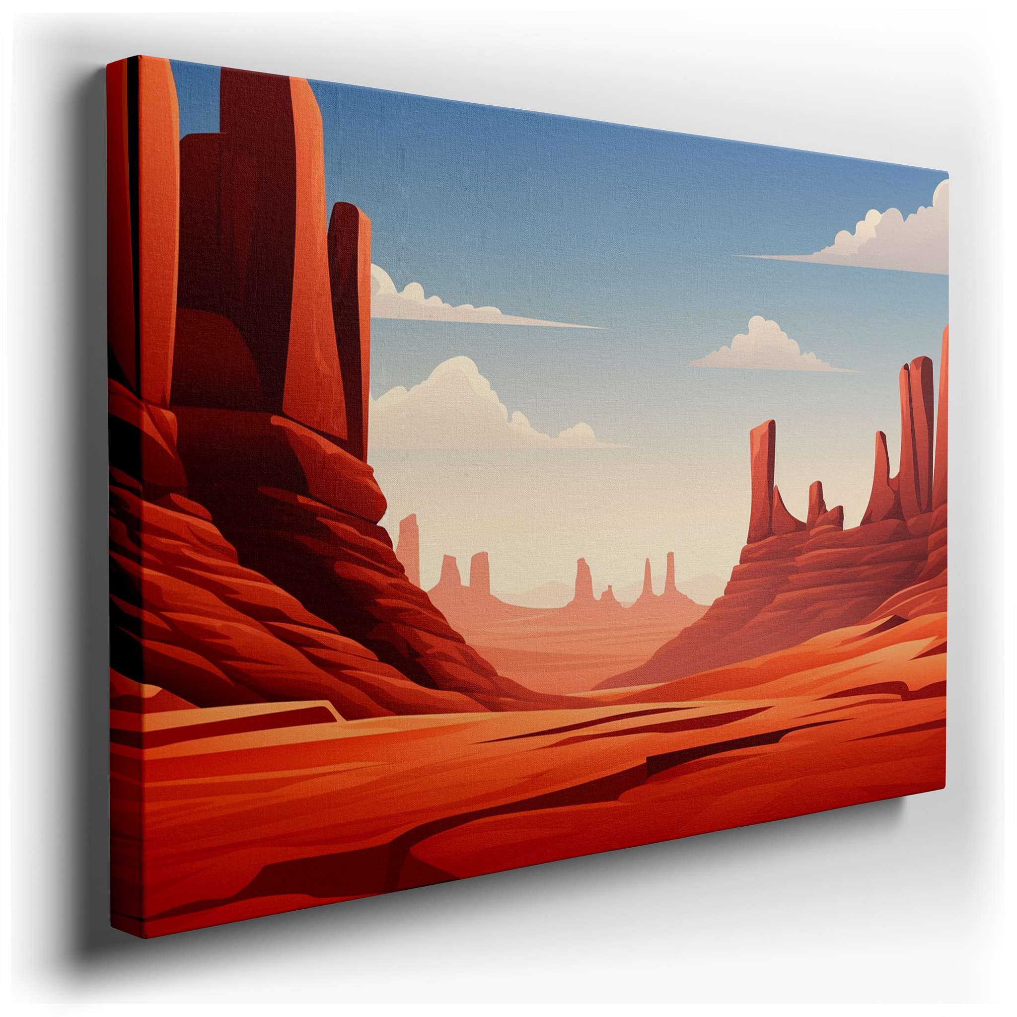 Stunning Southwest American Desert Scenery Featuring Classic Red Rock Structures, Large Canvas Wall Art for Home and