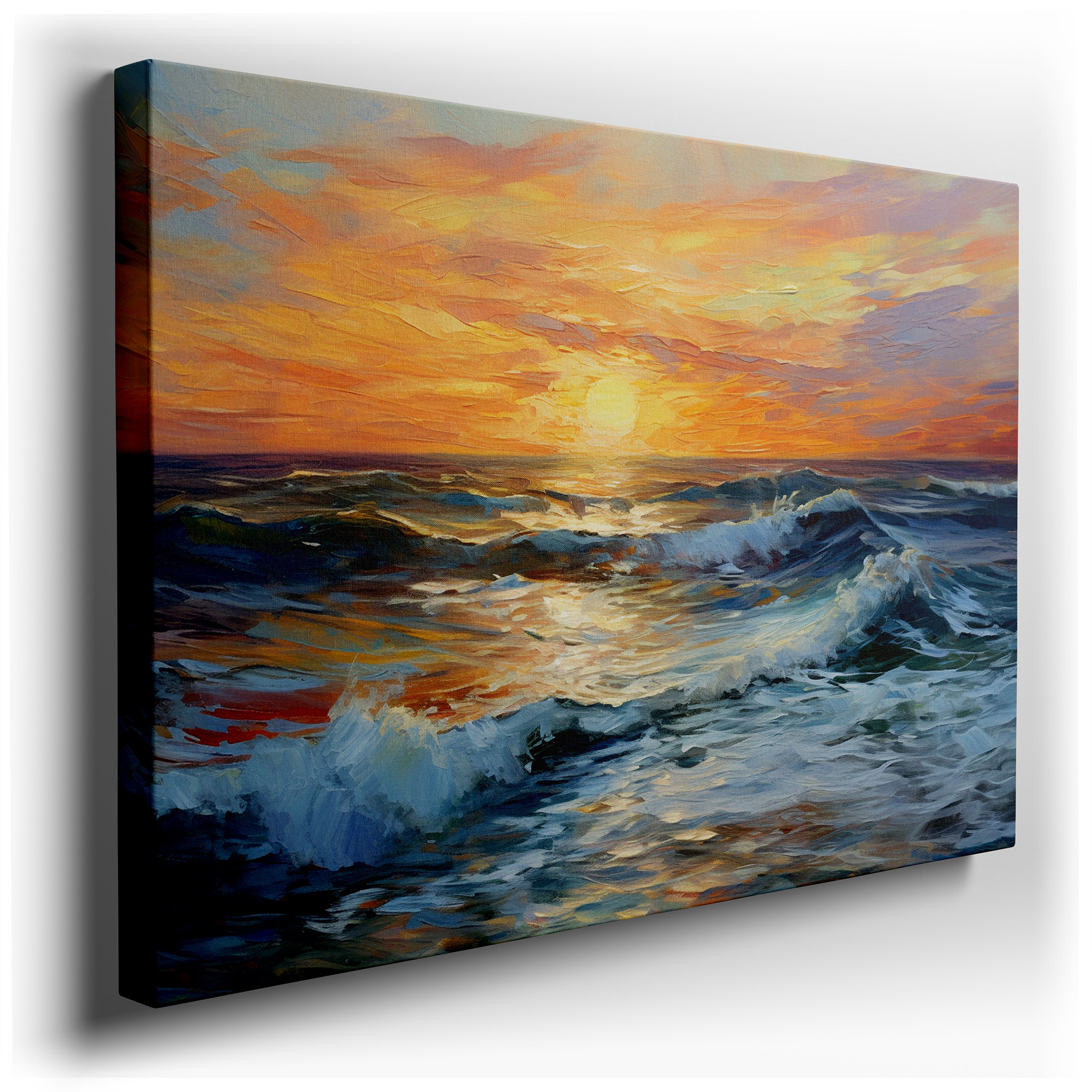 Stunning Sunset Above Stormy Sea: Celebrating the Majesty and Strength of Nature - Large Wall Art, Canvas Wall Art,