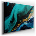 Stunning Turquoise and Black Wall Art - Elegant Gold Accents Canvas