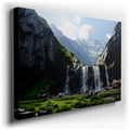 Stunning Waterfall Cascading Over Steep Cliffs Canvas Art