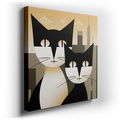 Stylized Cats on Cityscape Canvas Wall Art for Office Decor