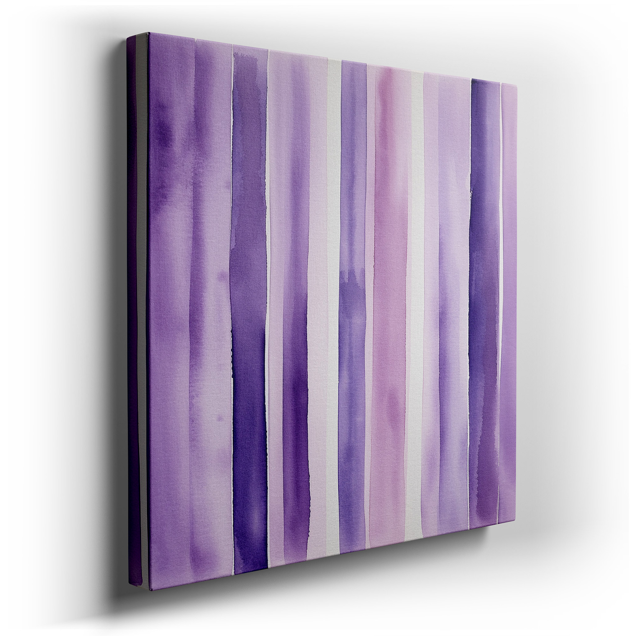 Subtle Purple Stripes Radiating Harmony and Tranquility - Large Canvas Wall Art for Office and Bedroom Decor wrapped