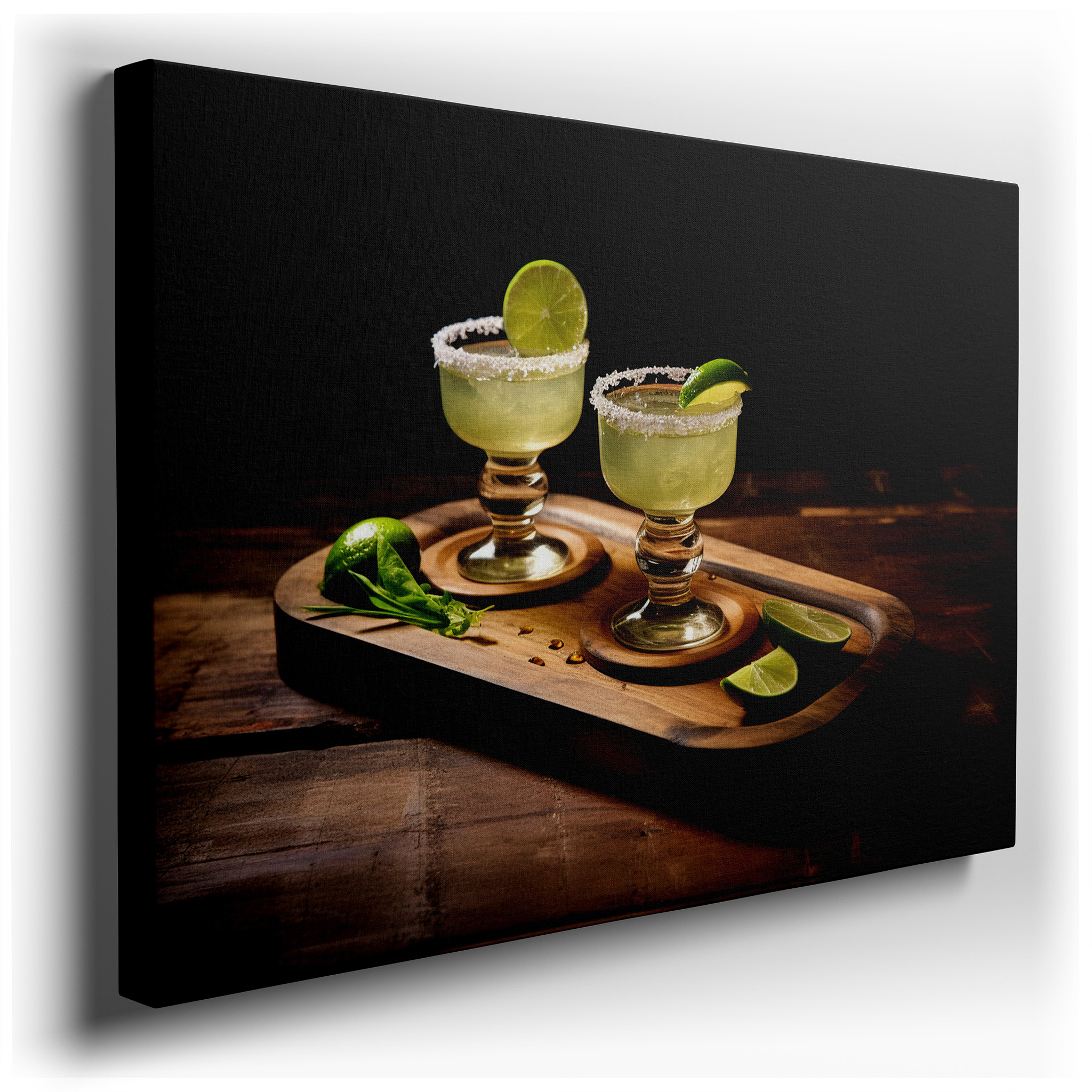 Summer Celebration Cocktails on a Rustic Tray - Vibrant Social Joy Large Wall Art, Canvas Wall Art, Wall Decor for