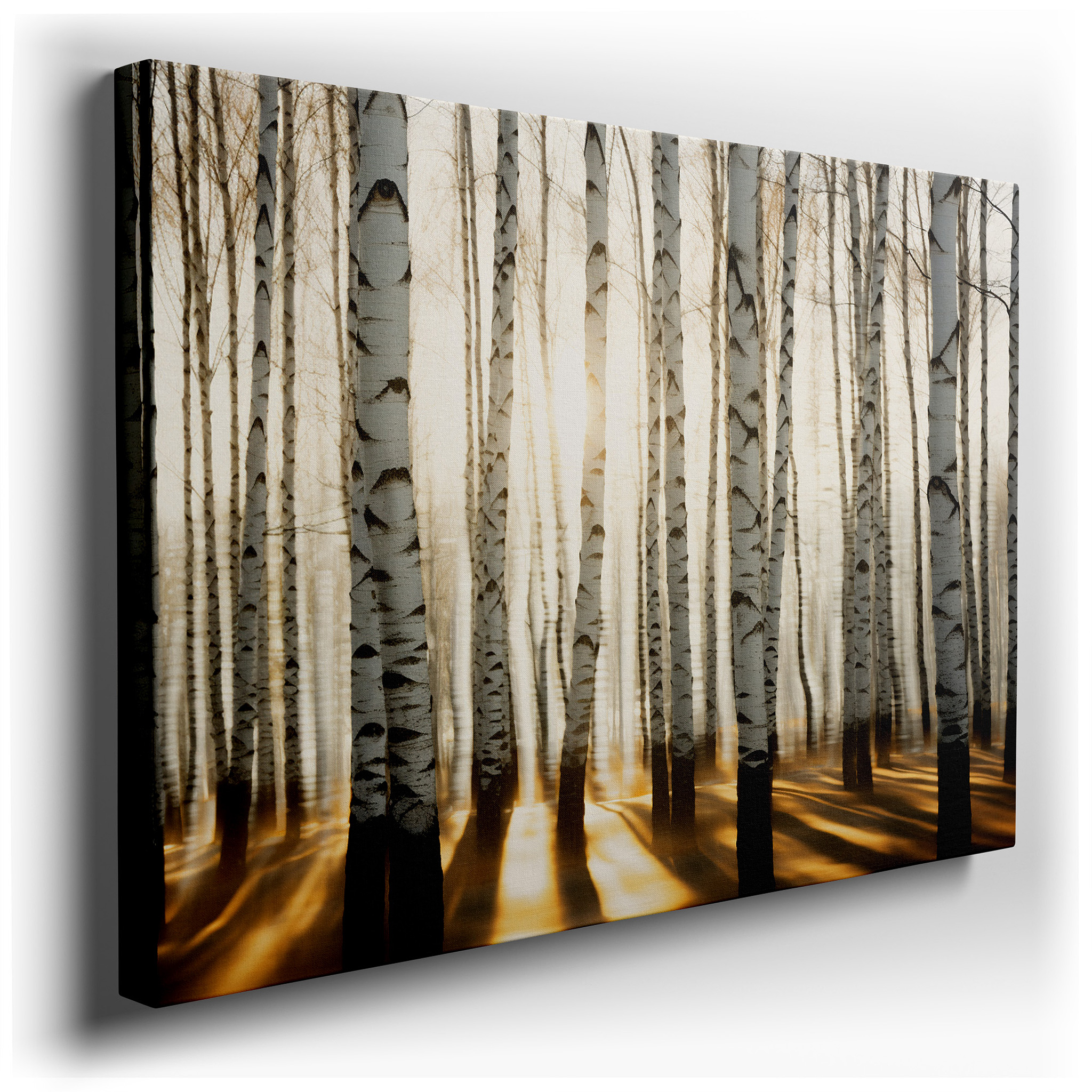 Sunlit Enchanted Birch Forest, Tranquil Woodland Retreat Large Wall Art, Canvas Wall Art, Wall Decor for Office wrapped