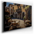Sunlit Italian Courtyard - Vibrant Flowers - Canvas Wall Art