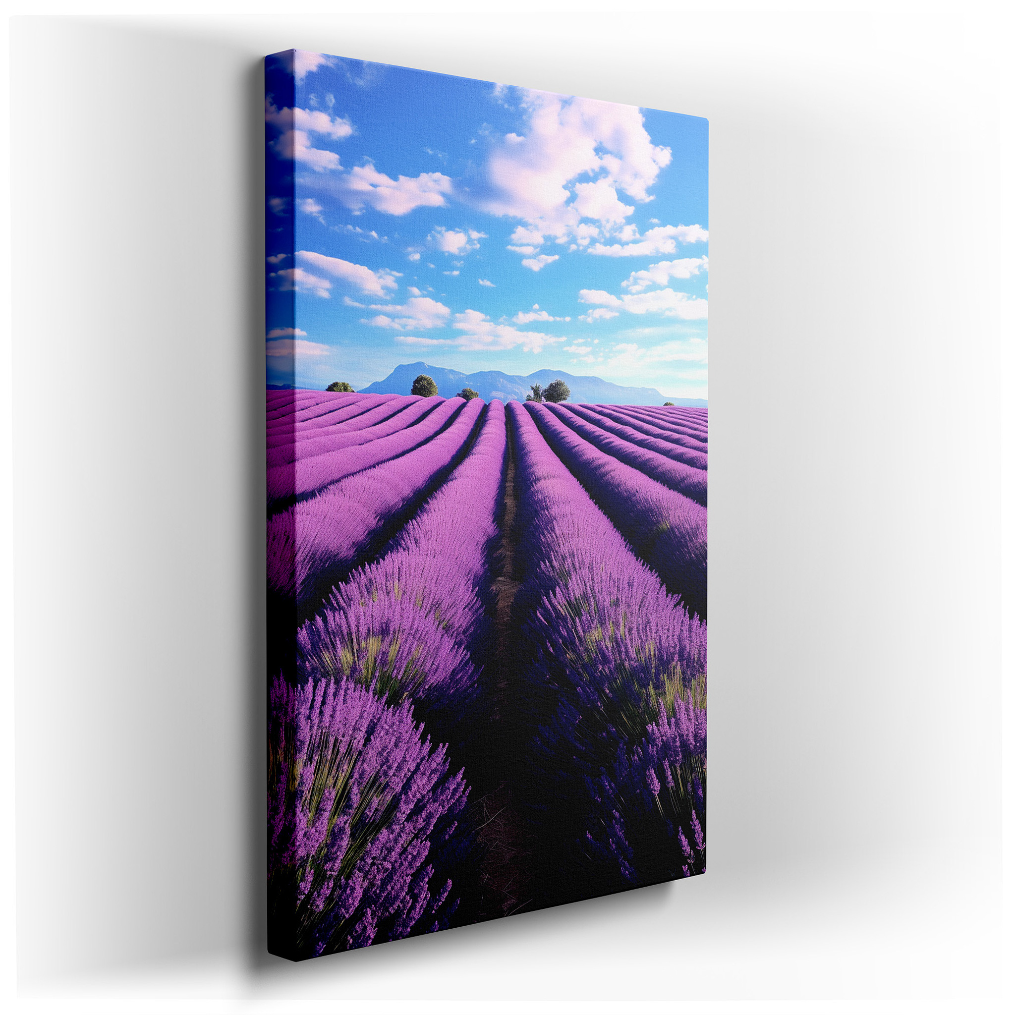 Sunlit Lavender Fields, Tranquil Nature Large Canvas Wall Art for Office, Bedroom, and Living Room Decor wrapped canvas