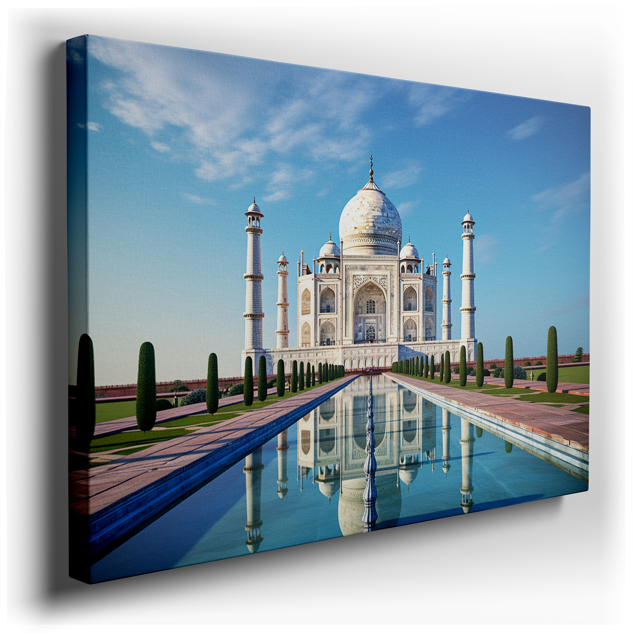 Sunlit Taj Mahal: A Majestic Display of Architectural Splendor and Natural Harmony - Large Canvas Wall Art Decor