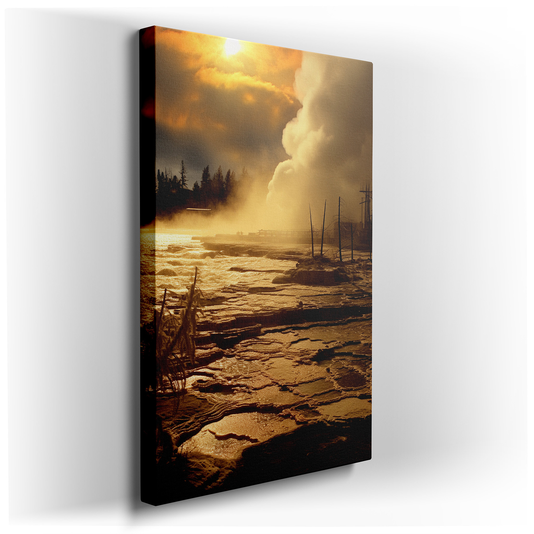 Sunrise Embrace - Transforming the Ordinary with Golden Light and Mist Large Wall Art, Canvas Wall Art, Wall Decor for