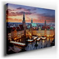 Sunset Glow Over Historic Town Square - Architectural Canvas Wall Art