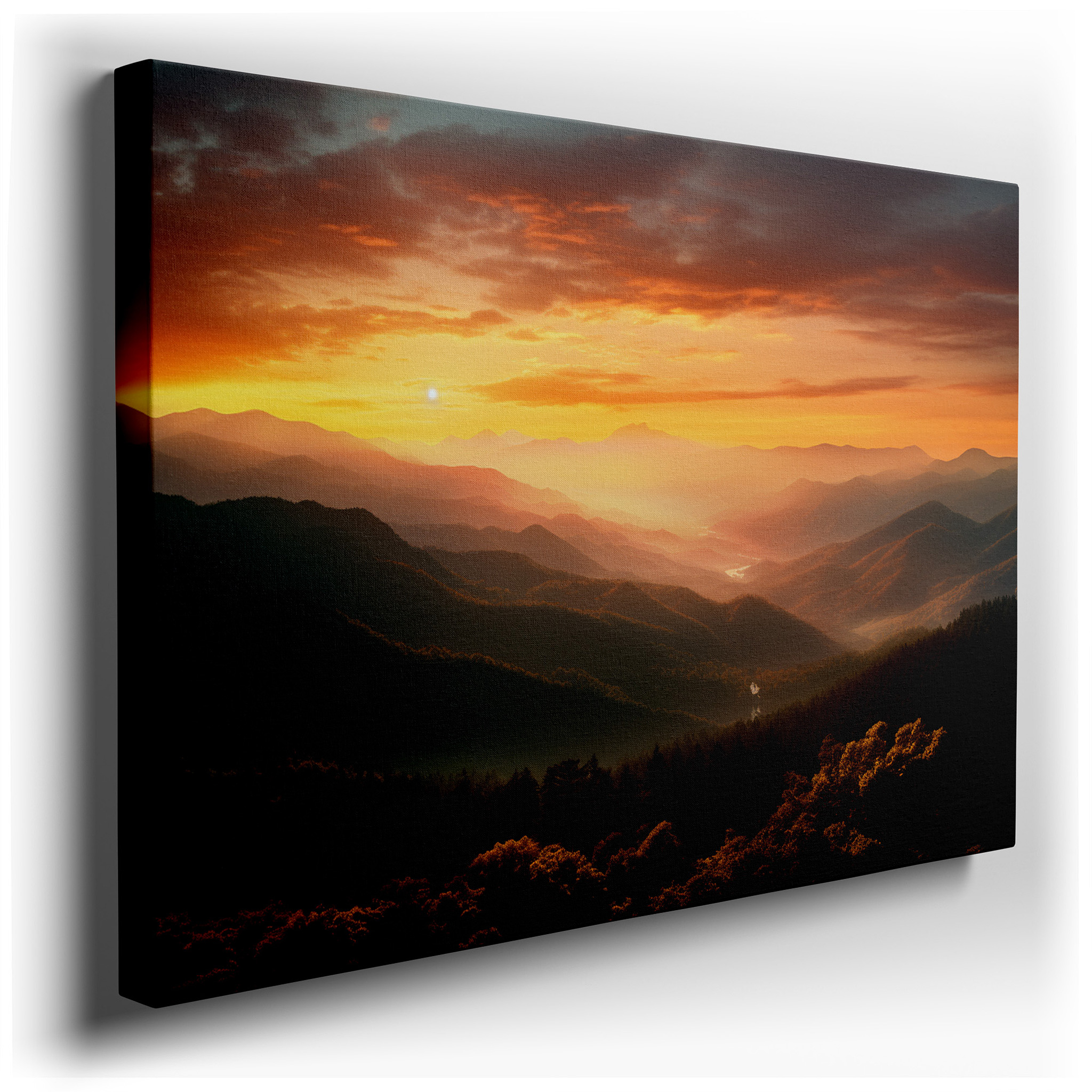 Sunset Glow Over Majestic Mountains - Panoramic Nature Splendor Large Wall Art, Canvas Wall Art, Wall Decor for Office