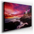 Sunset Lighthouse Majesty - Fiery Skies Canvas Wall Art
