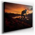 Sunset Mountain Biking on Rugged Terrain - Colorful Canvas Wall Art
