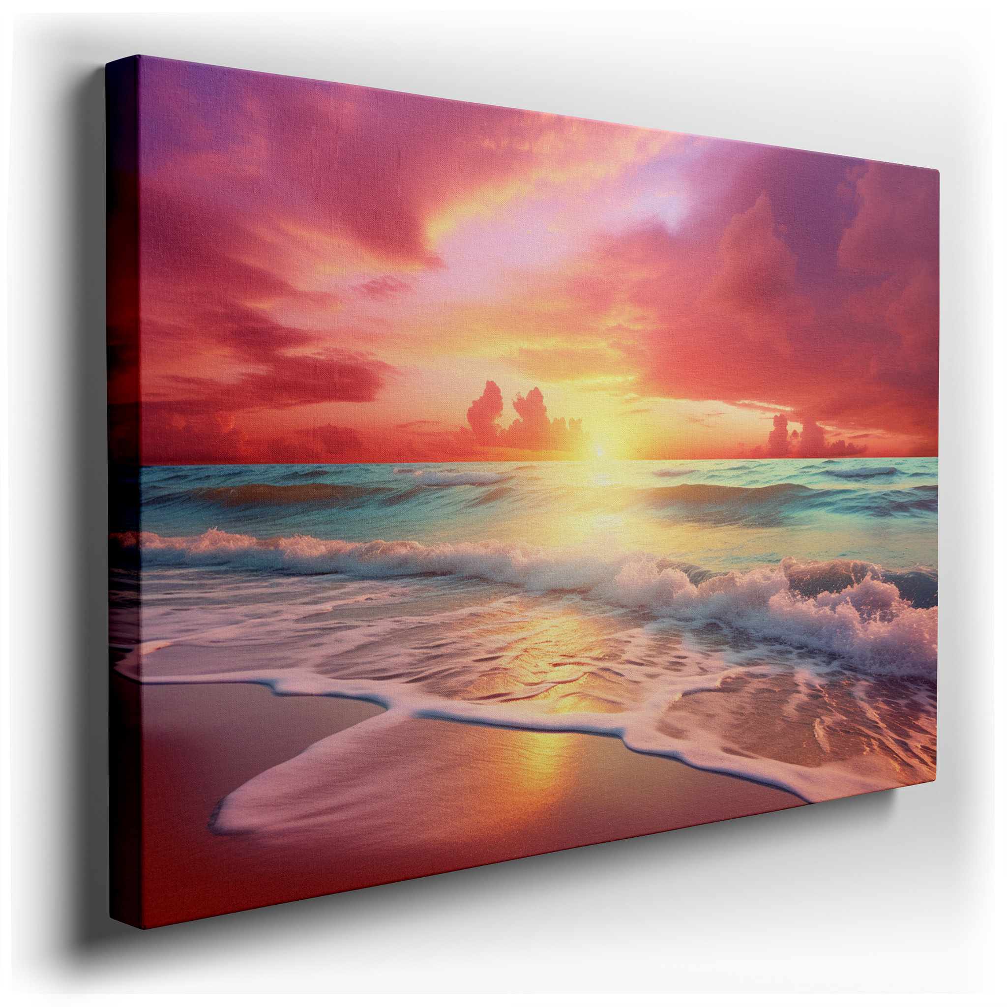 Sunset Over the Ocean Wall Art: Large Canvas for Home and Office Decor, Ideal for Living Rooms and Bedrooms wrapped