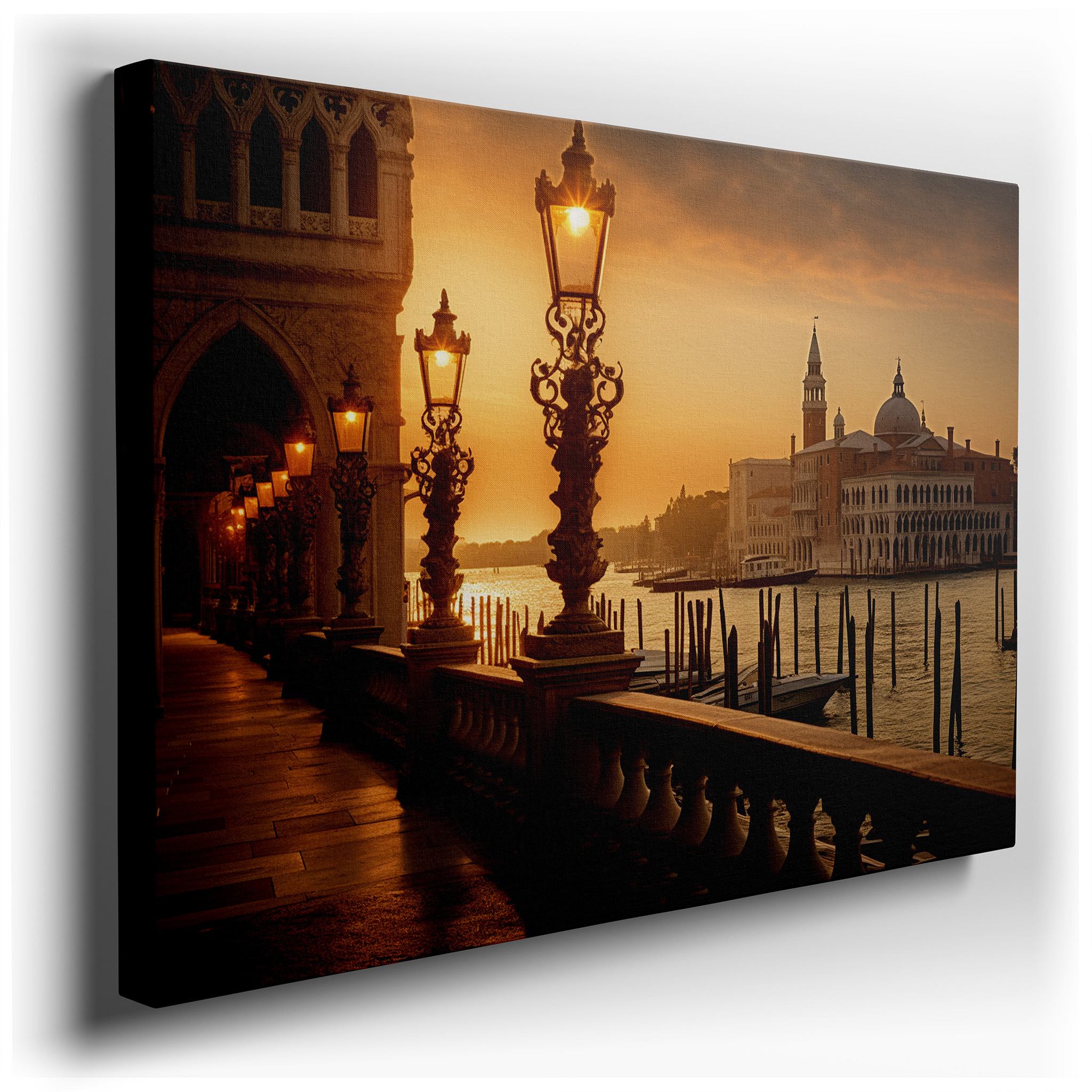Sunset Serenity at the Waterfront Wall Art: Experience Tranquility with a Blend of Light, Shadows, and Historical Charm