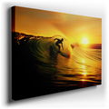 Surfing at Sunset - Coastal Canvas Wall Art