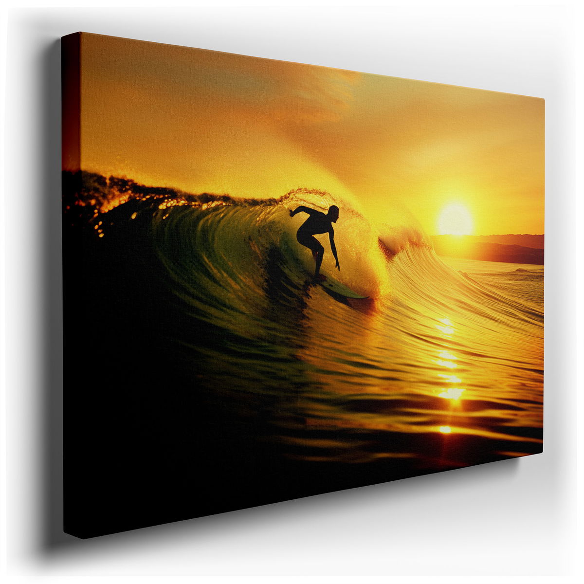 Surfing at Sunset - Coastal Canvas Wall Art