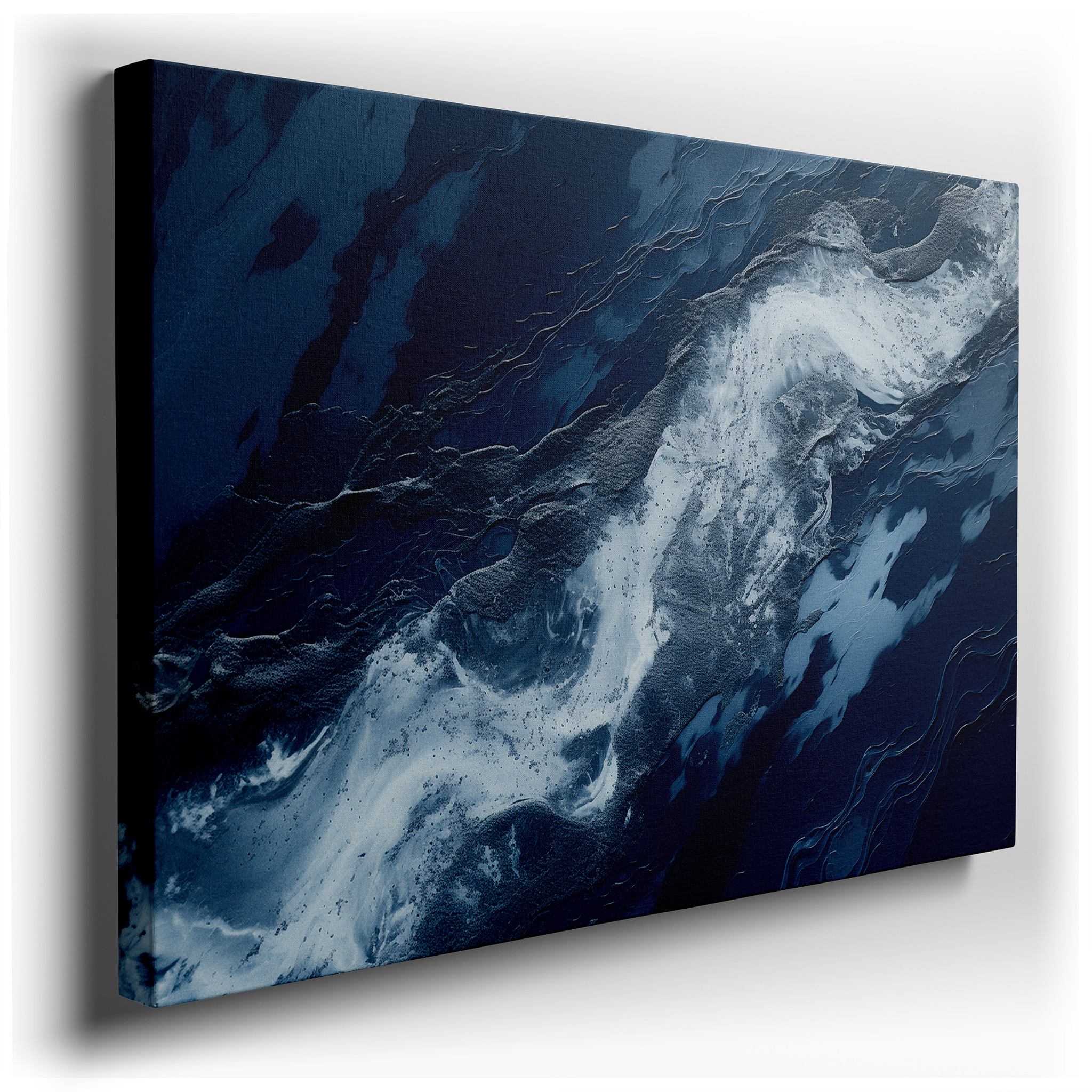 Swirling Ocean Currents and Serene Blues Aerial Dance Large Wall Art, Canvas Wall Decor for Office, Bedroom, and Living