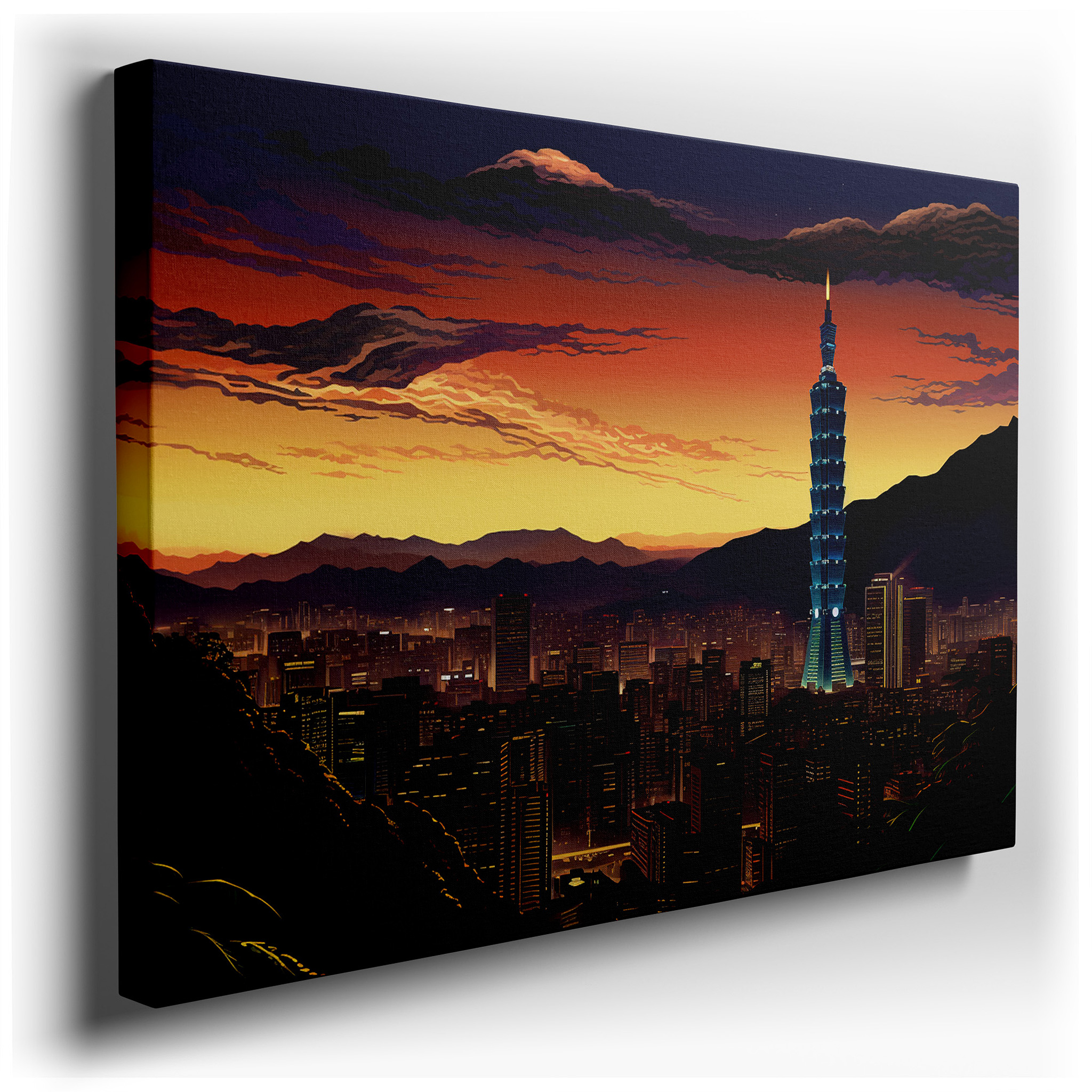 Taipei 101 Against Twilight Skies - Blending City Vibrance with Peaceful Nature Large Wall Art, Canvas Wall Art, Wall