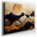 Textured Mountains and Radiant Sun - Warm Tones Canvas Wall Art
