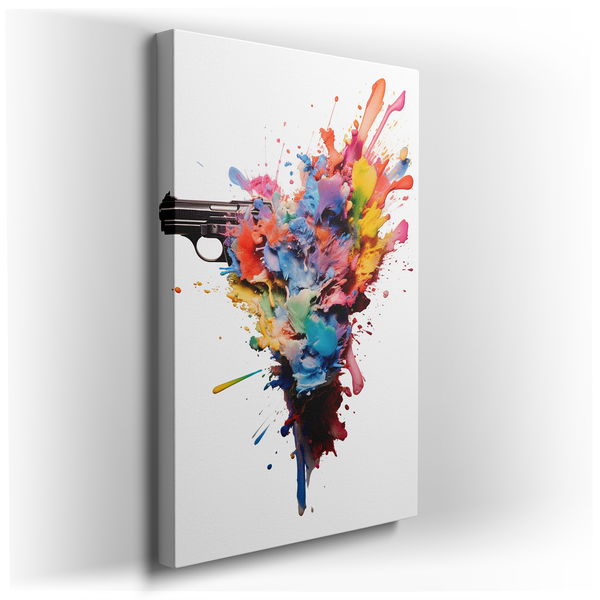 Firearm Splash of Color Art for Office & Bedroom - Canvas Wall Art